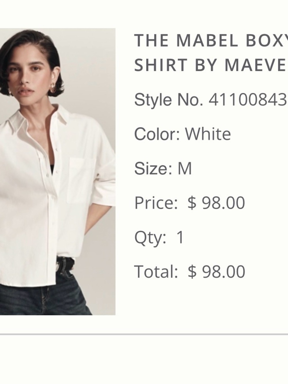 Maeve White Mabel Boxy Button-Down Shirt